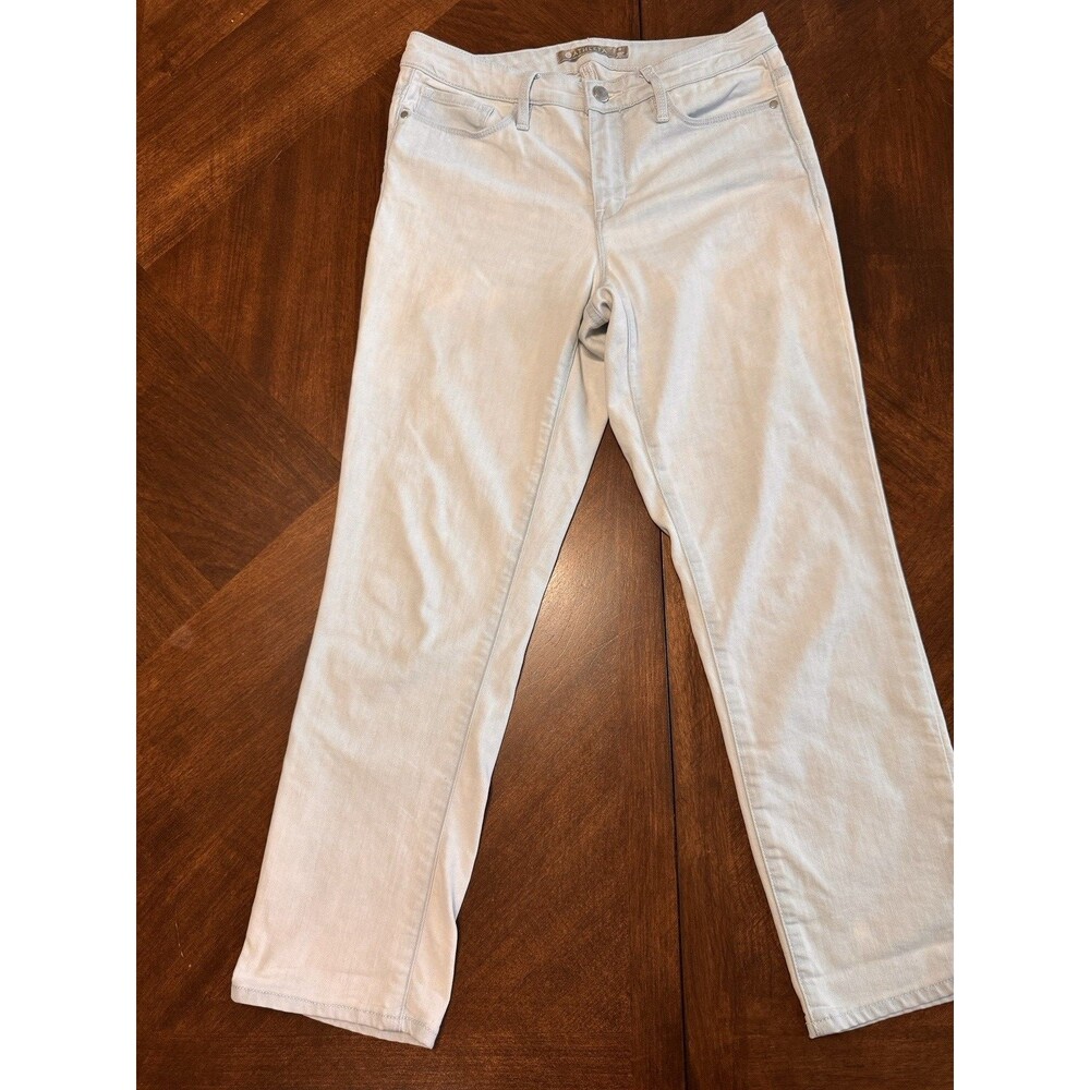 Athleta Womens Blue Light Wash Coin Pocket 1/4 Zip Straight Leg Jeans Size 8